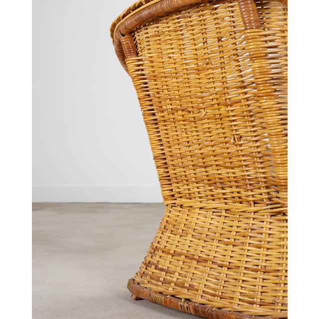 Pair of Organic Modern Rattan Wicker Lounge Armchairs For Sale - Image 18 of 18