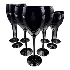 Vintage Black Crystal Stemware Service (Set of 9)