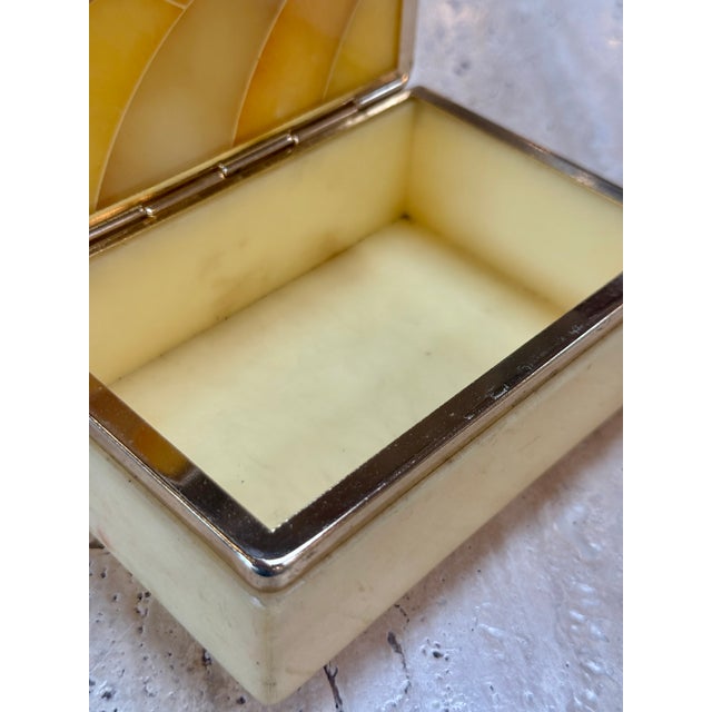 Vintage Italian Honey Marble and Brass Decorative Box For Sale - Image 4 of 10