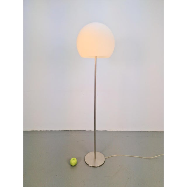 Metal Vintage Opaline Glass Globe Floor Lamp from Hufnagel Leuchten, Germany, 1970s For Sale - Image 7 of 13