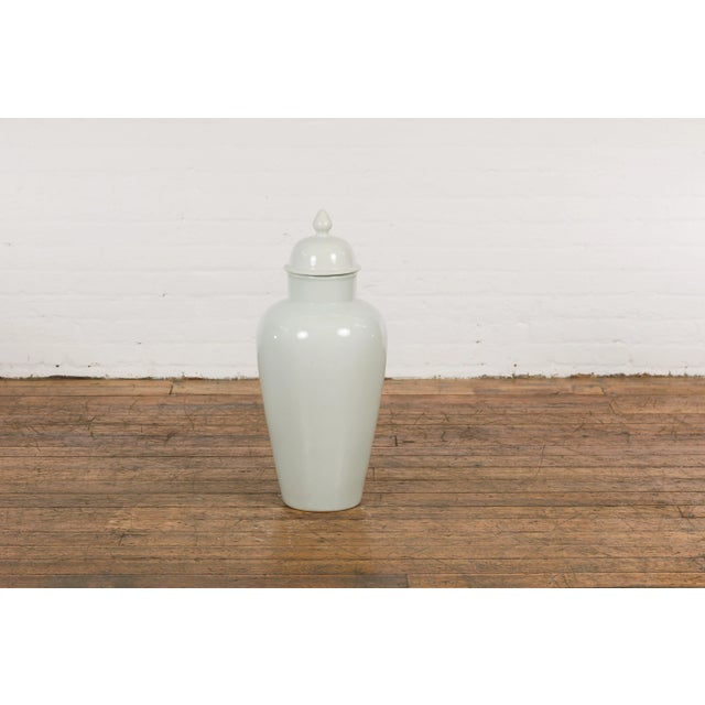 Mid 20th Century Vintage White Porcelain Vase with Lid For Sale - Image 5 of 12