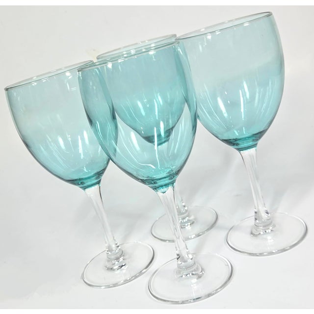 Aquamarine Goblets- Set of Four For Sale - Image 4 of 9