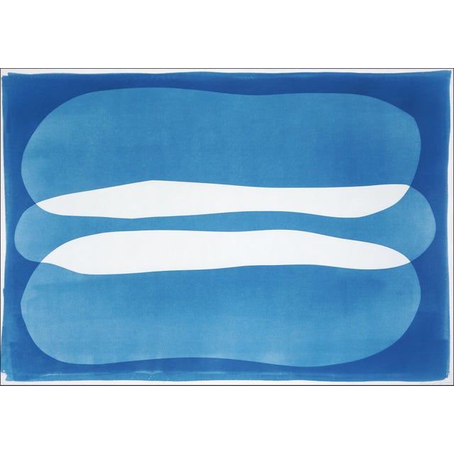 2025, Organic Minimalist Abstract Landscape, Grand Canyon River, Blue Tones Monotype Cyanotype on Watercolor Paper by Kind of Cyan For Sale - Image 10 of 10