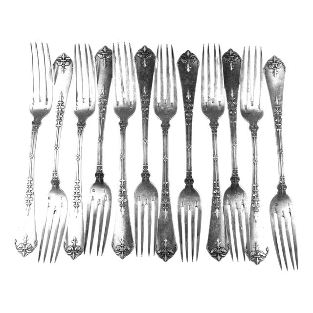 Antique Silver Forks, 1900s, Set of 12 For Sale