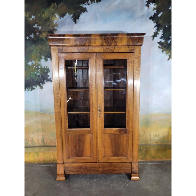 Louis Philippe Walnut Bookcase in Glass For Sale - Image 12 of 12