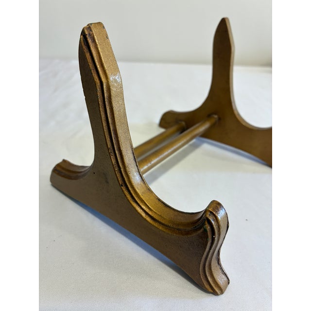 Gold Vintage Gold Painted Wood Plate Stand / Easel For Sale - Image 8 of 8