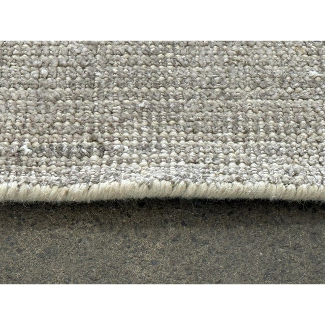 Tan 9ft X 12ft Modern Flatweave Textured Wool Area Rug For Sale - Image 8 of 12