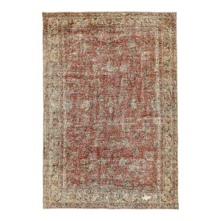 Mid 20th Century Floral Vintage Turkish Oushak Rug For Sale