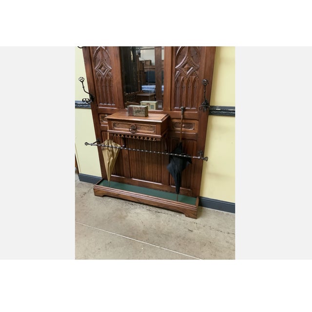 Antique Neo-Gothic Wardrobe with Drawer, 1880 For Sale - Image 10 of 11