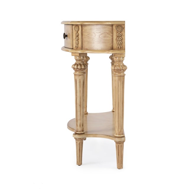 Halifax 34 in. W Demilune Wood 1 Drawer Console Table with Open Lower Shelf, Antique Beige For Sale In Chicago - Image 6 of 9