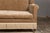 Beige Vintage English Upholstered Loveseat with Out-Scrolling Arms and Casters For Sale - Image 8 of 12