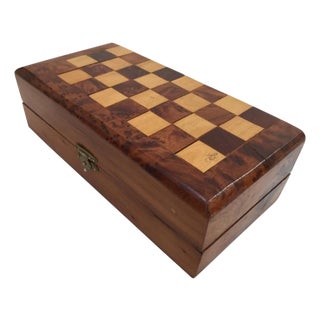 Moroccan Handcrafted Thuya Wood Box With Backgammon and 2 in 1 Wood Backgammon Chess Set Game For Sale