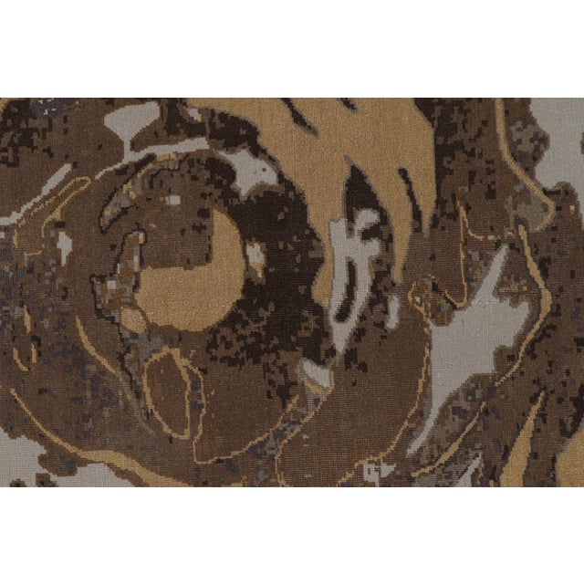 Beige Rug & Kilim’s Mid-Century Modern Inspired Golden-Beige and Brown Wool and Silk Rug For Sale - Image 8 of 8