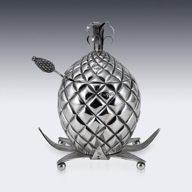 Antique Victorian Silver Pineapple Sugar Bowl and Sifter, 1877 For Sale - Image 13 of 17