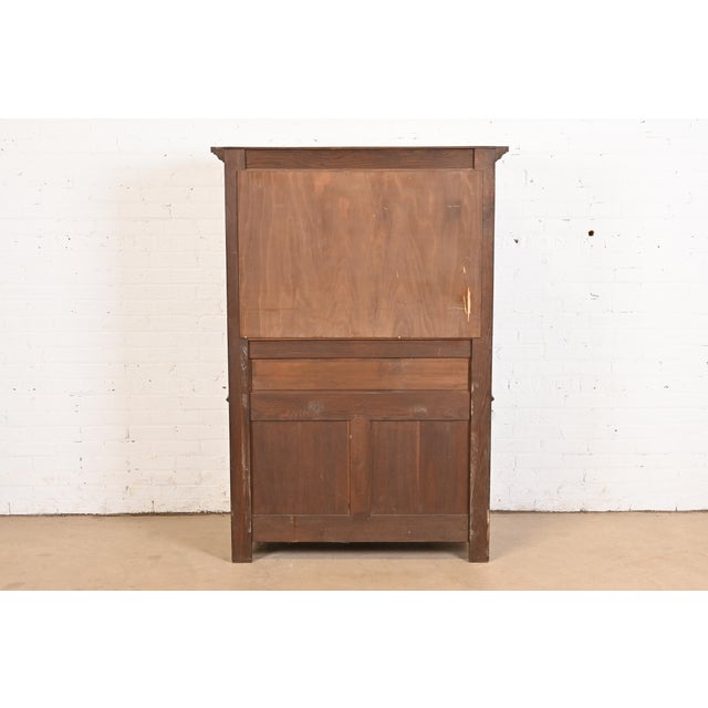 R. J. Horner Style English Jacobean Carved Oak Bar Cabinet, Circa 1900 For Sale - Image 11 of 12