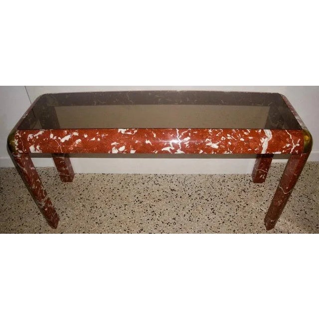 Karl Springer Karl Springer Style Marble Console Table For Sale - Image 4 of 12