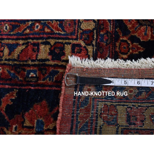 1910 Red Antique Persian Sarouk Clean Even Wear Pure Wool Hand Knotted Oversized Rug For Sale - Image 9 of 9