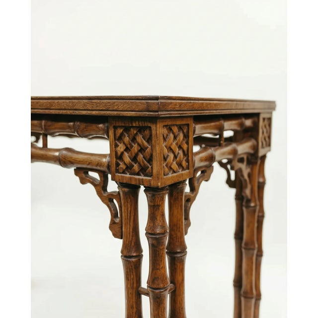 Traditional Vintage Faux-Bamboo Glass-Top Console Table For Sale - Image 3 of 4