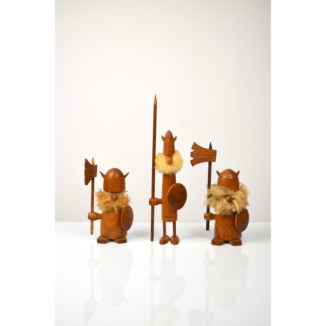 Vintage Danish Teak Viking Figures by Kay Bojesen, 1960s, Set of 3 For Sale - Image 6 of 15