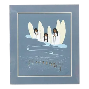 Original Signed "Guardian Angels, Trail of Tears" by Nadine Marler 20th Century Cherokee, 1975