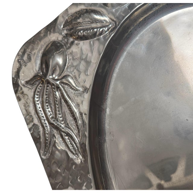 Mid 20th Century Macer Italian Silver Lavorato a Mano Fish Seafood Platter For Sale - Image 5 of 8