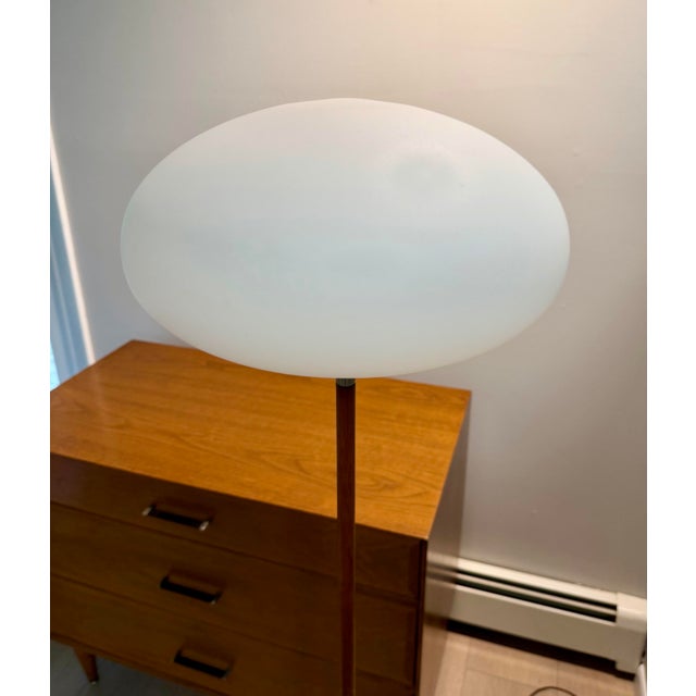 1960s Vintage Mid Century Modern Laurel Rosewood Nickel Mushroom Floor Lamp For Sale - Image 5 of 11