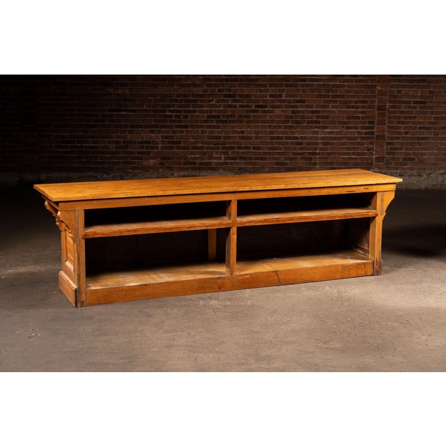 Industrial Monumental Antique Oak General Store Mercantile Counter For Sale - Image 3 of 11