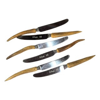 Stag Horn Handled Steak Knives- Set of Six For Sale