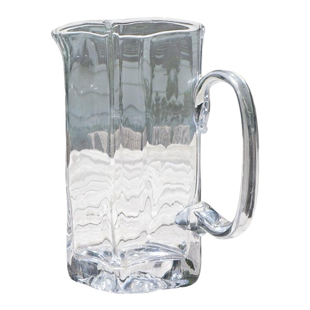 Late 20th Century Simon Pearce Woodbury Hand Blown Glass Square Pitcher For Sale