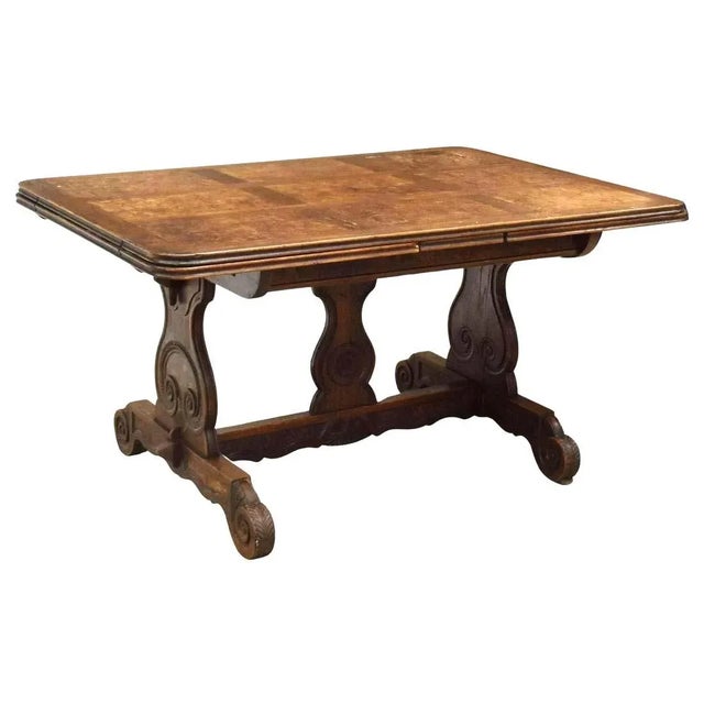 Rustic European Antique French Oak & Elm Trestle Base Dining Table - No Extension Leaves For Sale - Image 3 of 10