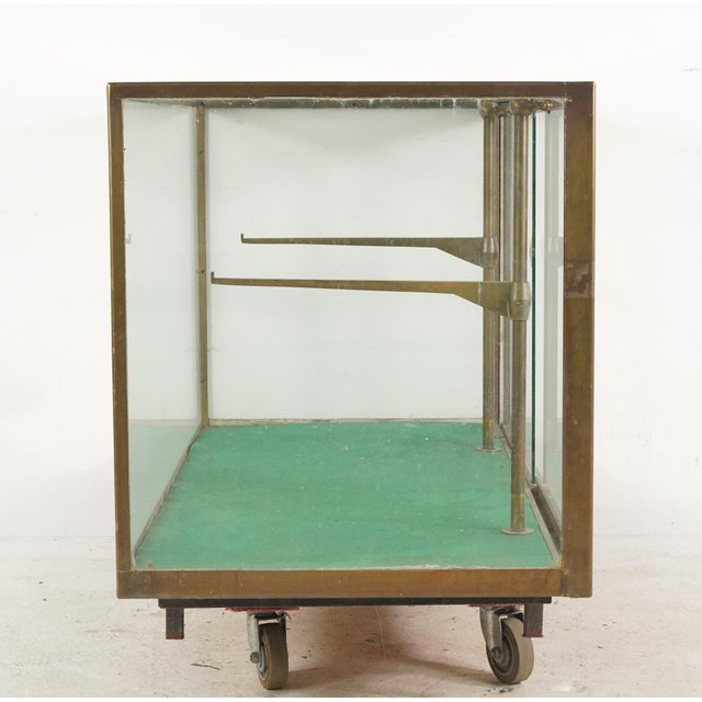 Antique French Glass Front Brass Frame Display Case For Sale - Image 11 of 12