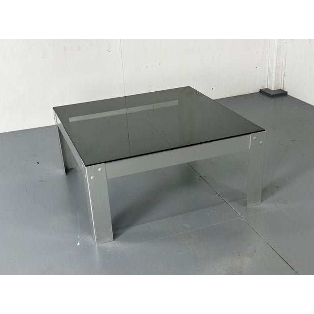 Metal Mid-Century Modernist Minimal Aluminum and Glass Coffee Table, 1970s For Sale - Image 7 of 7