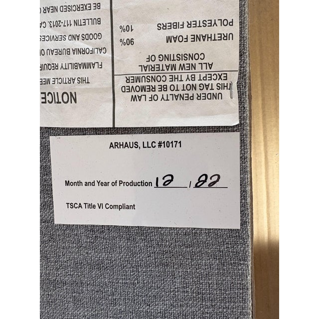 Gray Arhaus Upholstered King Bed – Grey Weave – Open Box For Sale - Image 8 of 9