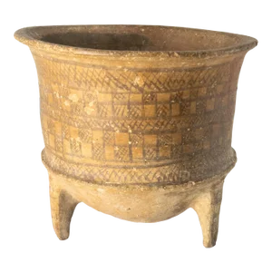 15th Century or Earlier Pre-Columbian Pottery Tripod Vessel With Paint