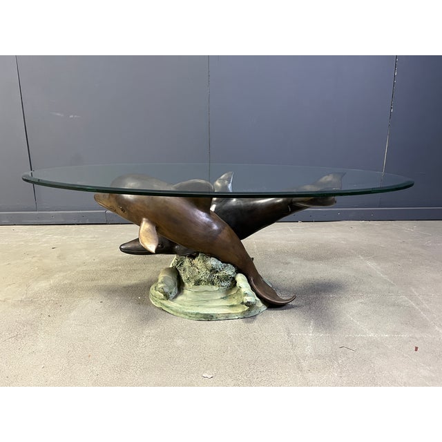 Bronze Dolphin Coffee Table from C Caudion, 1960s For Sale - Image 14 of 16