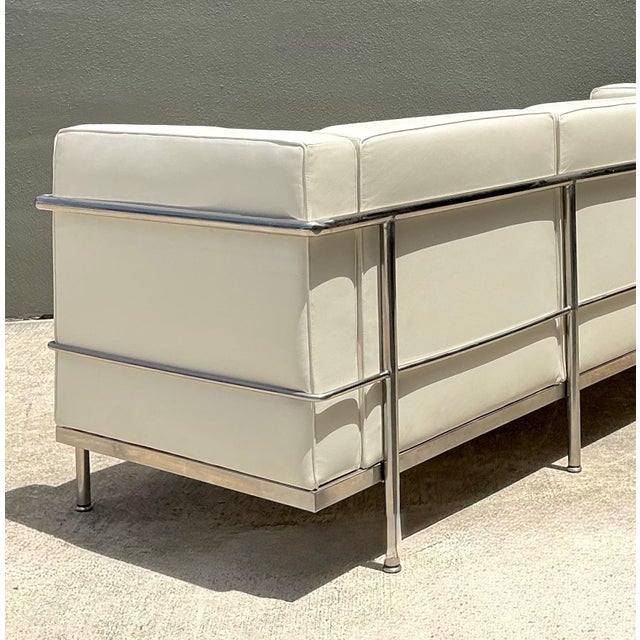 Vintage Chrome Frame Sofa After Le Corbusier For Sale - Image 14 of 17