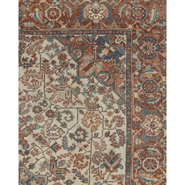 Vintage Taupe Heriz Rug 8'8 X 11' For Sale - Image 9 of 11