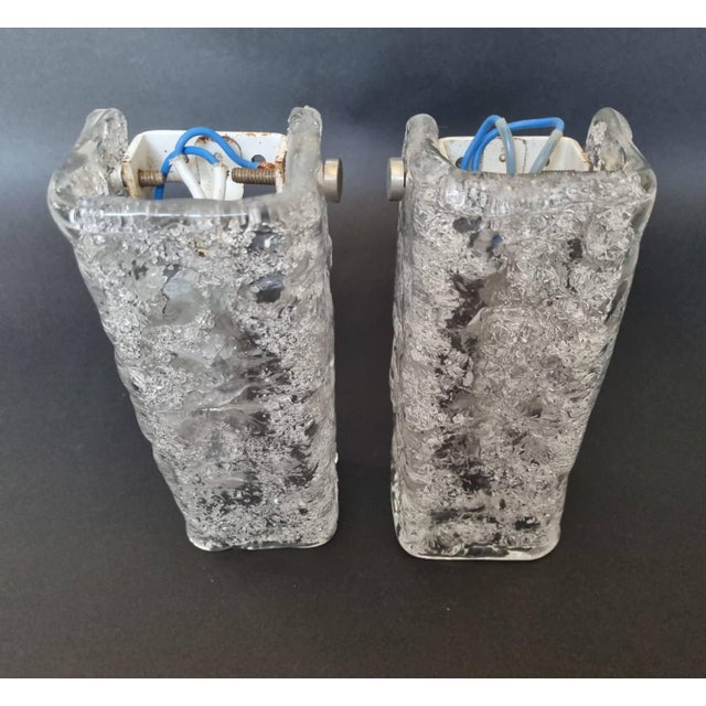 Mid-Century Murano Ice Glass Wall Sconces by Kaiser Leuchten, Germany, 1970s, Set of 2 For Sale - Image 15 of 16