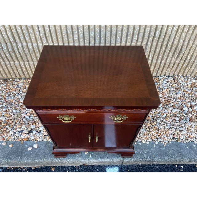 Mid 20th Century Hickory Chair James River Collection Chippendale Carved Mahogany One Drawer Enclosed Nightstand For Sale - Image 5 of 12