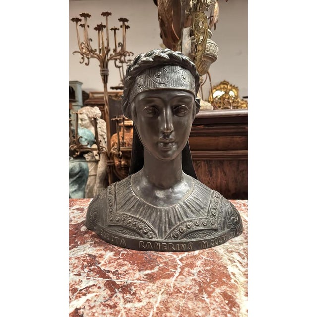 Elegant bronze bust of a classical female figure, inspired by the celebrated sculptures collected during the Grand Tour...