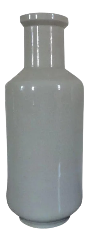 Large Late Qing Chinese Crackle Glaze Rouleau Shaped Porcelain Vase in the Art Deco Taste