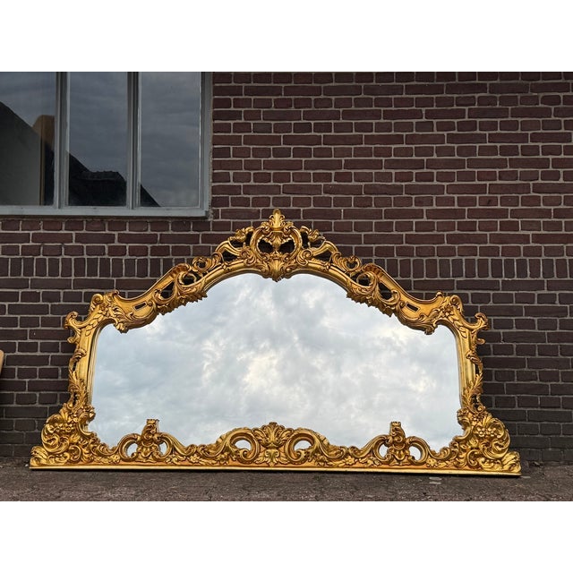 1950 Italian Rococo Gold Beech Wood Mirror - 1 Pc For Sale - Image 6 of 15