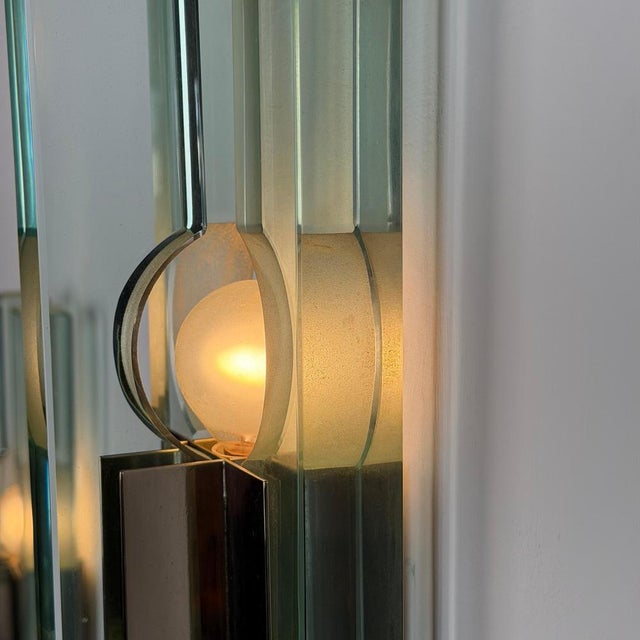 Triple Glass Wall Sconces in Thick Structural Glass from Gallotti & Radice, 1970s, Set of 3 For Sale - Image 14 of 18
