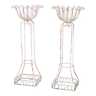 Pair Tall Wire Garden Planters C1930 For Sale