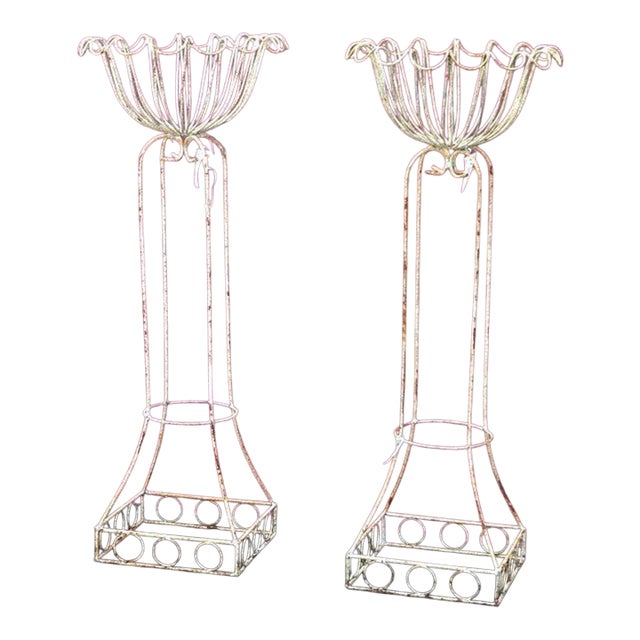 Pair Tall Wire Garden Planters C1930 For Sale