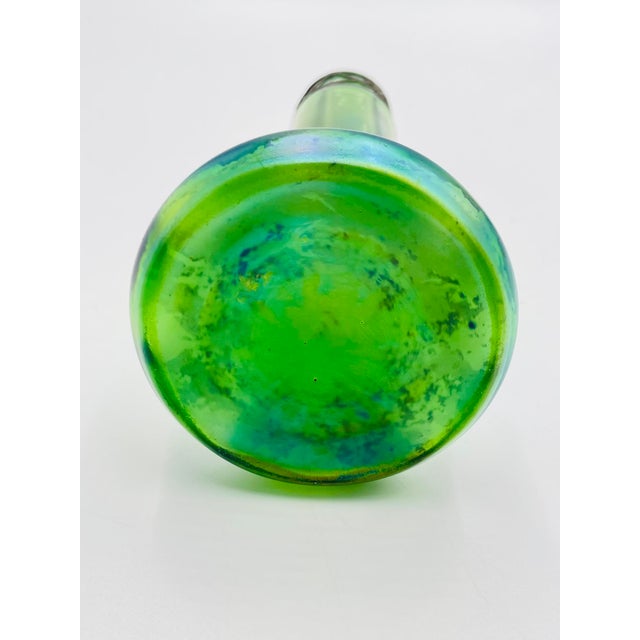 Early 20th Century Iridescent Green Glass Vase With Decorative Metal Insert For Sale - Image 9 of 17