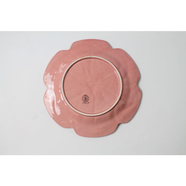 Hollywood Regency Bordallo Pinheiro Pink Cabbage Leaf Charger Plate For Sale - Image 3 of 8