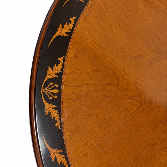 1980s 20th-C. Maitland-Smith Neo-Classical Style Inlaid Mahogany Round Dining or Center Table For Sale - Image 5 of 7