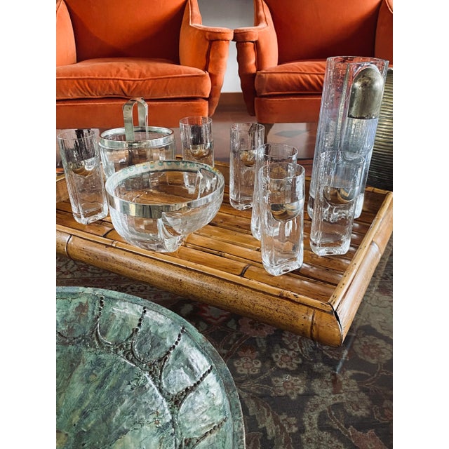 9 Piece Hollywood Regency Silver Cocktail Set, Taddei Sestini, Kristal Krisla Italy 1970s For Sale - Image 10 of 12