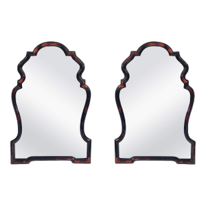 Pair of Chippendale Style Red Horn & Resin Wall Mirrors. u.s.a. 1980's.